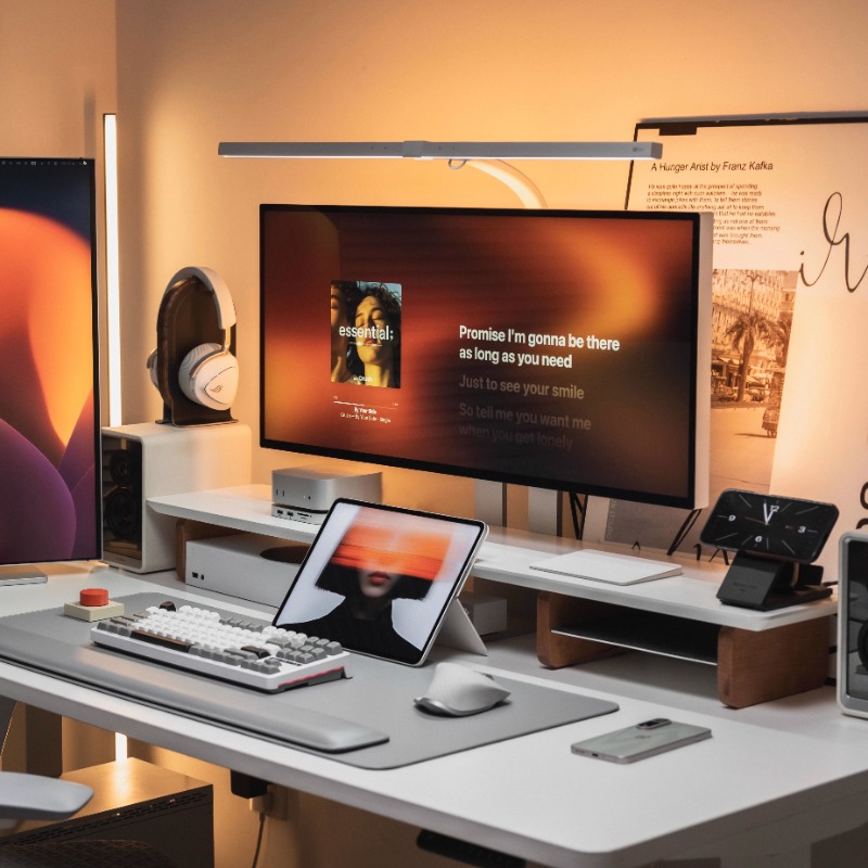 Desk Setup With Laptop And Monitor - Modern Monitor Riser Stand Ergonomic Desk