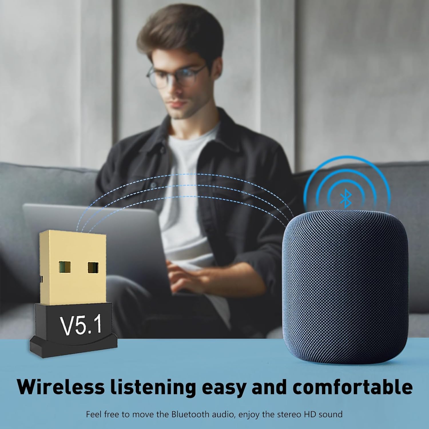 Bluetooth 5.1 Dongle Adapter W - đánh giá và giá Desk Setup Speakers
