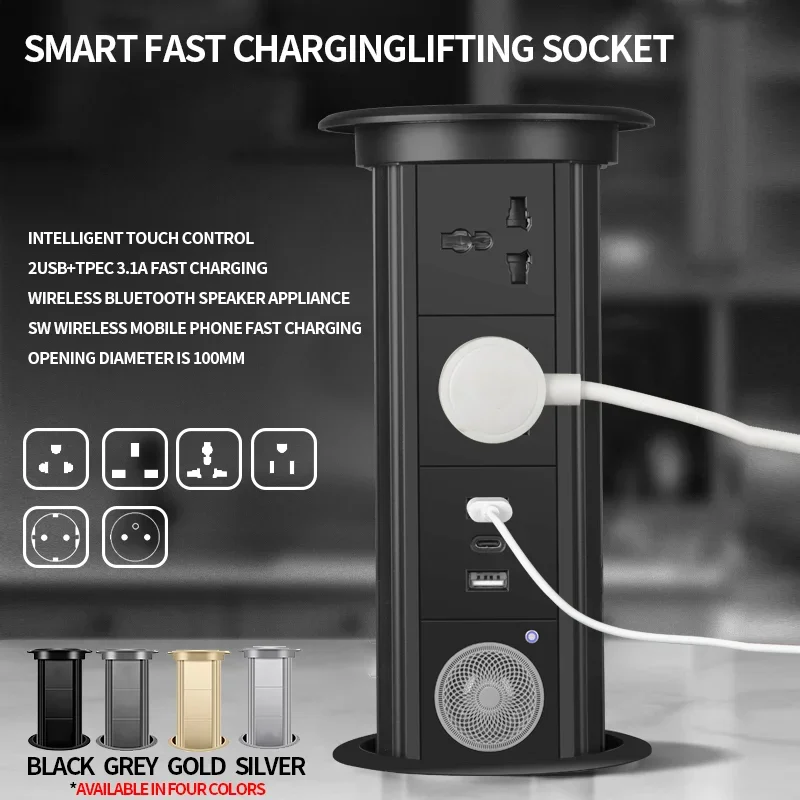 Motorized Pop up Tower Socket  - đánh giá và giá Desk Setup Speakers