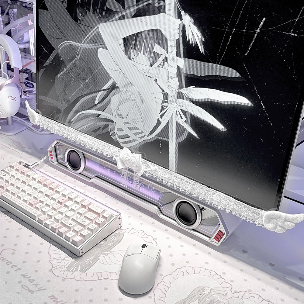 Kawaii White Lace Monitor Deco - đánh giá và giá Korean Desk Setup