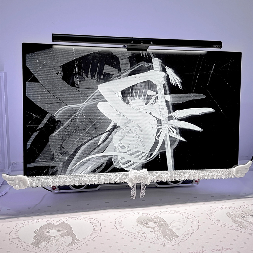 Kawaii White Lace Monitor Deco - đánh giá và giá Korean Desk Setup