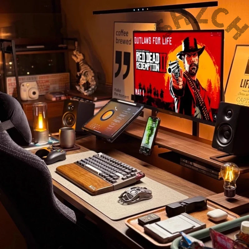 Modular Walnut Monitor Stand f - đánh giá và giá Desk Setup With Laptop And Monitor
