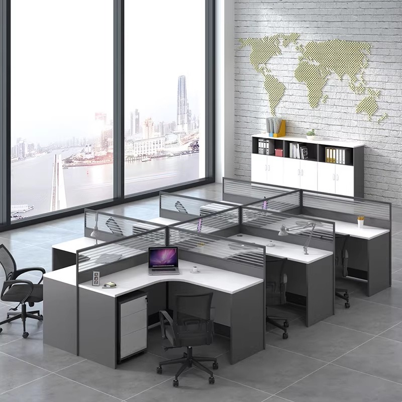 White Office Desk for 2 4 or 6 - đánh giá và giá Desk Setup Corner