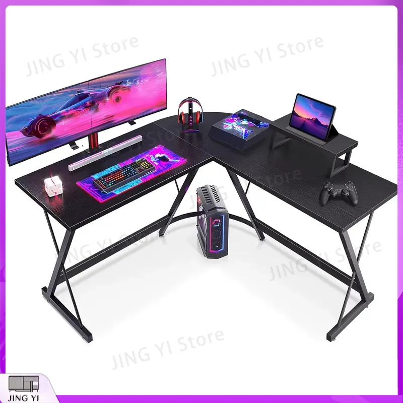 L Shaped Gaming Desk with Moni - đánh giá và giá Desk Setup Corner